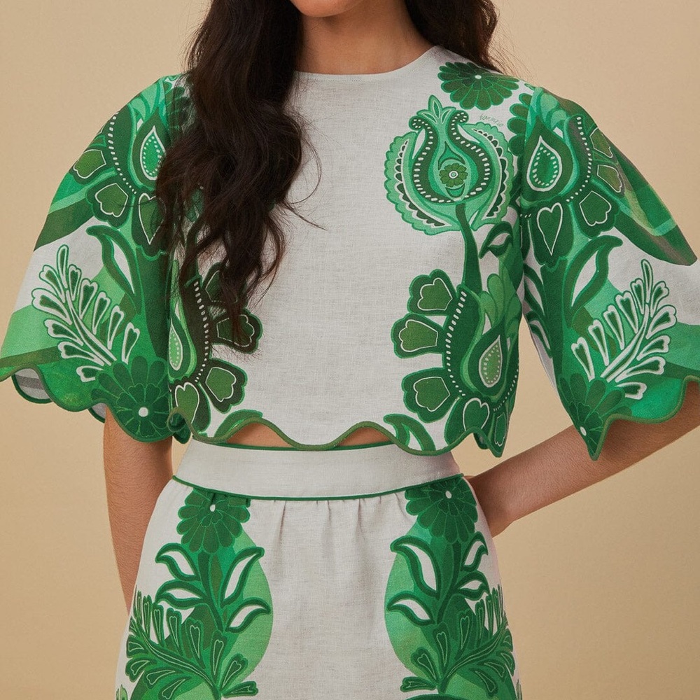 Farm Rio Color Festival Linen Midi Skirt Set - Picture 12 of 13